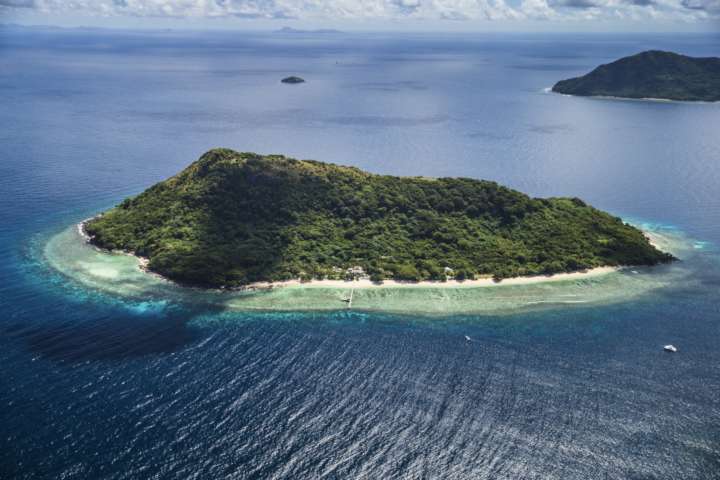 tropical island paradise from above