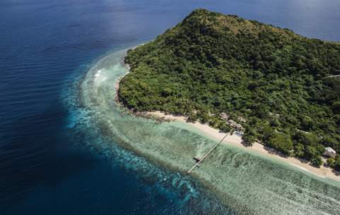 Island mountain aerial photo