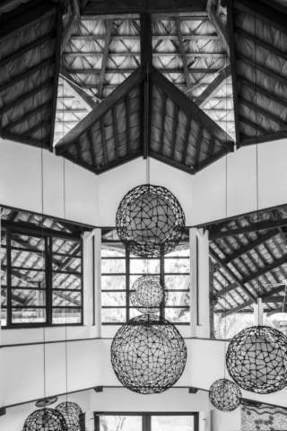 chandelier balls in black and white