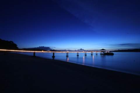 Deep blue sky at dusk from the beach