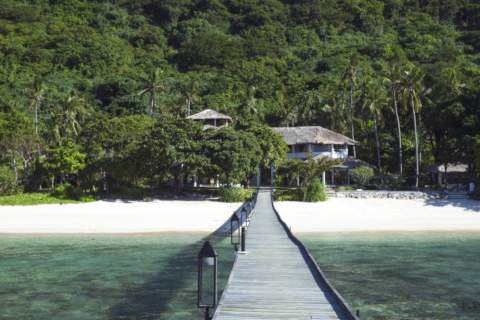Island lodge view from the pier