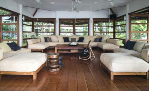 lounge area with oversized sofas