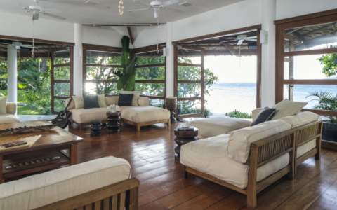 lounge chillout area in front of sea