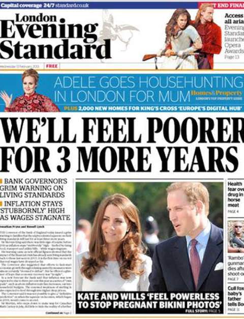 london evening standard newspaper front cover